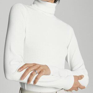 White Everlane Micro-Rib Turtleneck Shirt | Everlane